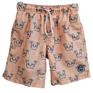 Life Is Good Hammock Jake Orange Novelty Print Mesh Lining Swim Trunks Boys 6